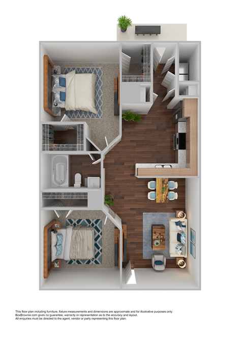 Floor plan for 2 beds, 1 bath, 900 sqft